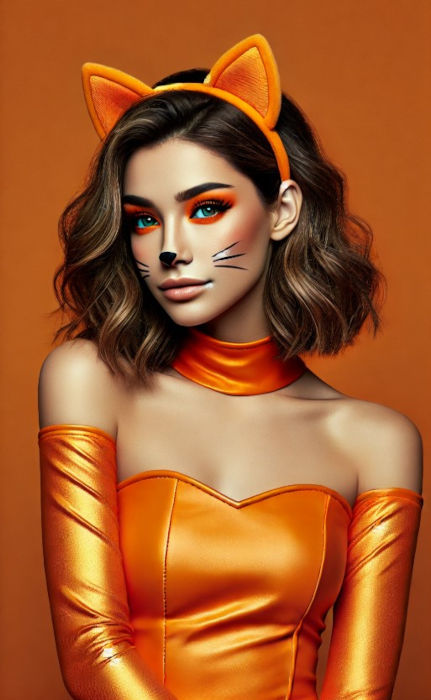 attraktive Frau in zartem orange