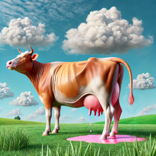 Kuh mit Rosa Milch