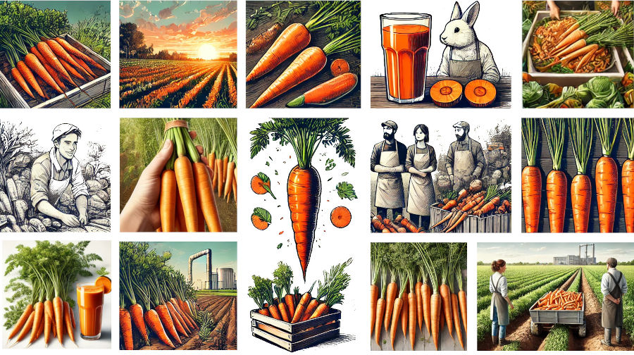 Wilde Möhren und Karotten Collage